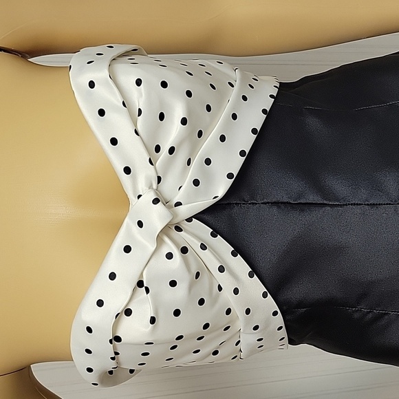 Gunne Sax Y2k Strapless Black and White Polka Dot Dress Sz 7. Polyester - Picture 2 of 9